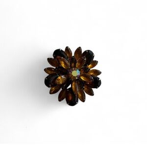 VintGe Elegant Floral Brown and Amber  Brooch